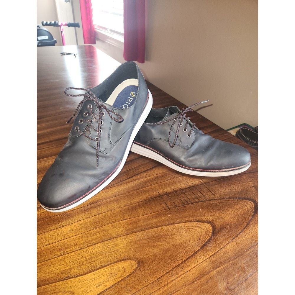Cole Haan Men's OriginalGrand Plain Toe Oxford Leather Shoes Black Size 10.5
